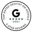 Top rated dentist on Google 100 plus 5 star reviews